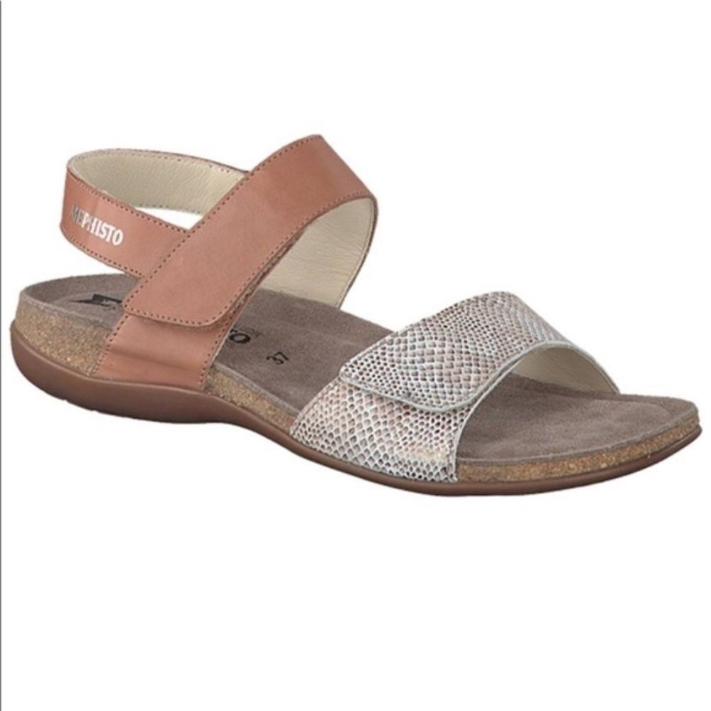 Mephisto Agave Sandal Brown Metallic Snake Skin